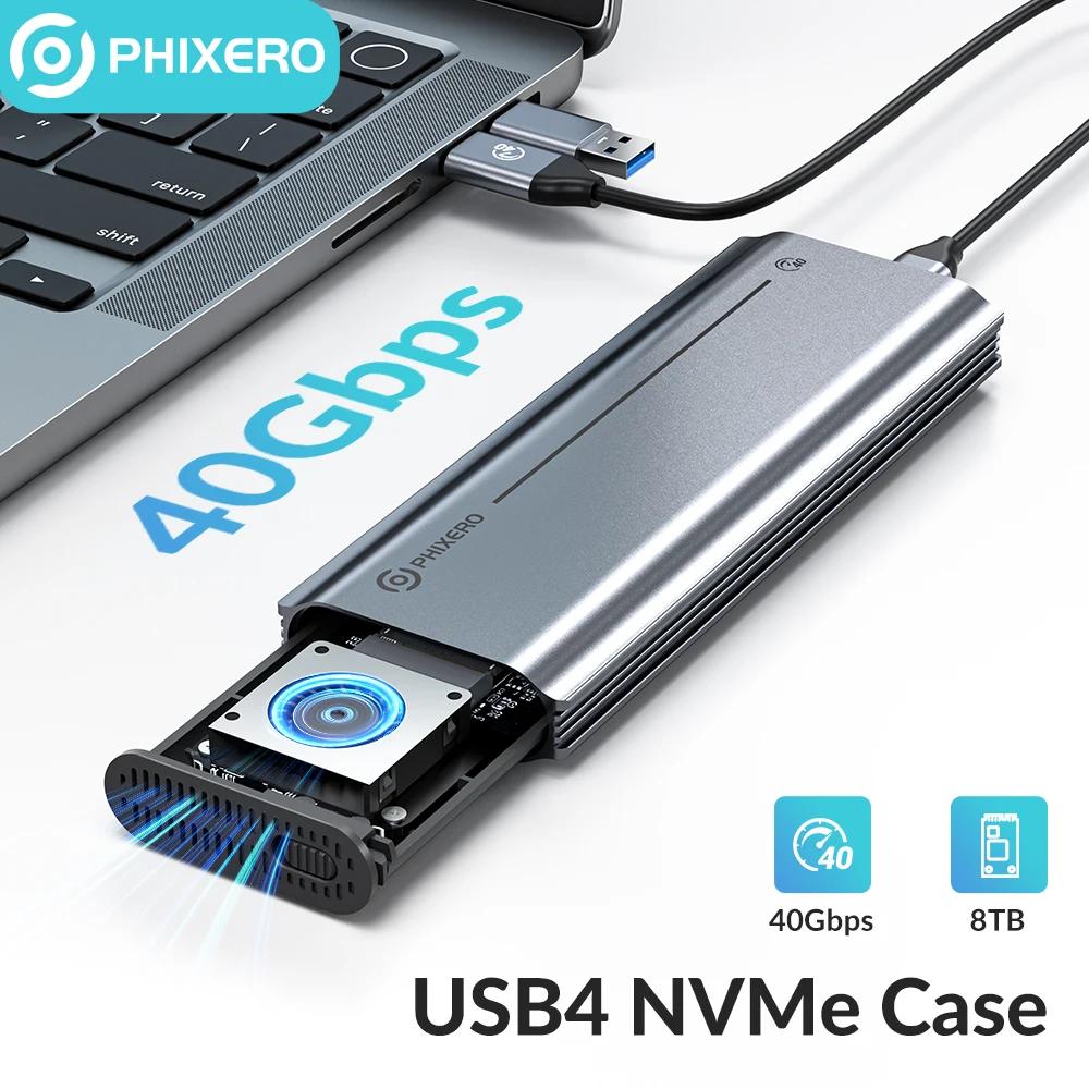PHIXERO PCIe ϵ ̺ ̽, ð ǳ , Ʈ 3/4 ȣȯ, 8TB USB4 40Gbps M.2 NVMe SSD Ŭ
